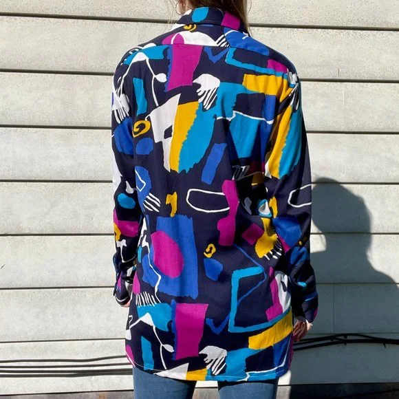 VINTAGE Abstract Print Button Down Shirt | By Martini - Picture 5 of 8
